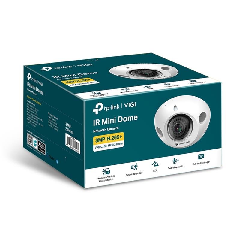 TP-LINK VIGI C230I MINI 3MP 2.8MM LENS 30 METRE IR LED İNSAN/ARAÇ ALGILAMA DAHİLİ MİKROFON DOME KAMERA - Görsel 2