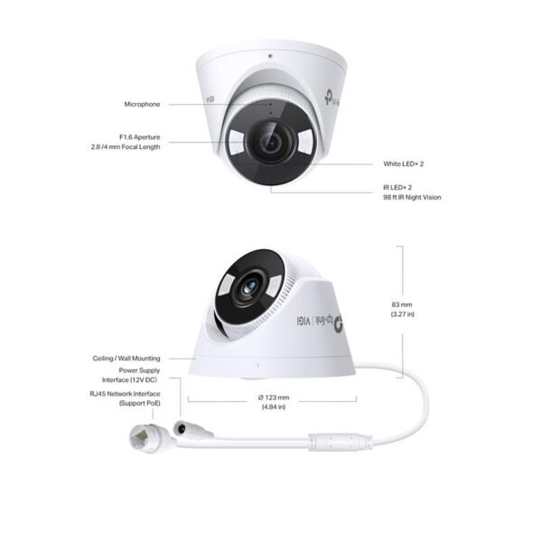 TP-LINK VIGI C430 3MP 4MM LENS 30 METRE 7/24 FULL COLOR İNSAN/ARAÇ ALGILAMA DAHİLİ MİKROFON DOME KAMERA - Görsel 5