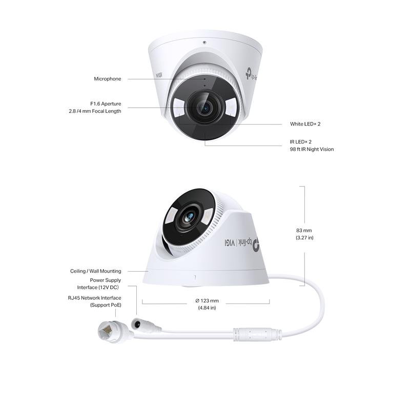 TP-LINK VIGI C430 3MP 4MM LENS 30 METRE 7/24 FULL COLOR İNSAN/ARAÇ ALGILAMA DAHİLİ MİKROFON DOME KAMERA - Görsel 5