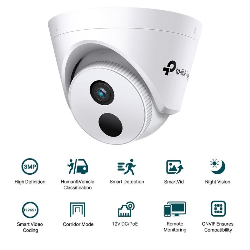 TP-LINK VIGI C430I V1 3MP 4MM LENS 30 METRE IR LED İNSAN/ARAÇ ALGILAMA DOME IP KAMERA - Görsel 2