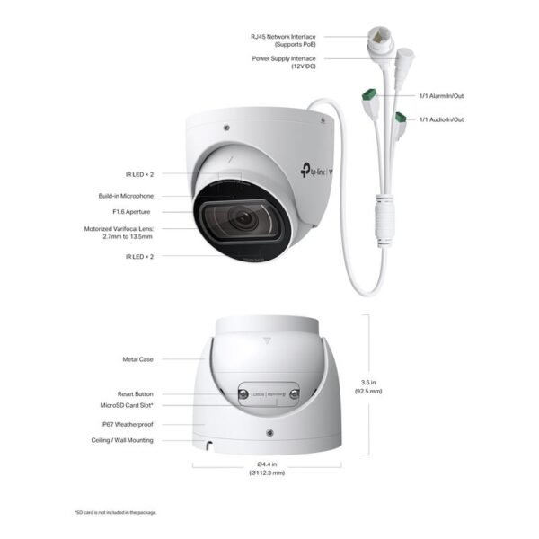TP-LINK VIGI INSIGHT S445ZI 4MP 2.7-13.5MM LENS 60 METRE IR COLOR İNSAN/ARAÇ ALGILAMA DAHİLİ MİKROFON IK10 IP67 KAMERA - Görsel 5