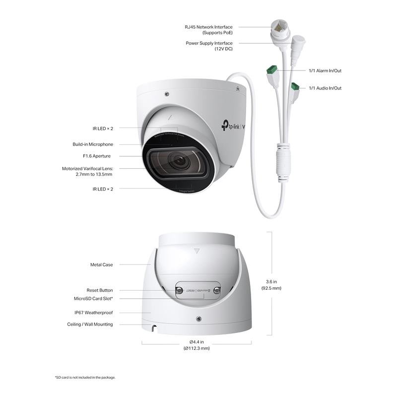 TP-LINK VIGI INSIGHT S445ZI 4MP 2.7-13.5MM LENS 60 METRE IR COLOR İNSAN/ARAÇ ALGILAMA DAHİLİ MİKROFON IK10 IP67 KAMERA - Görsel 5
