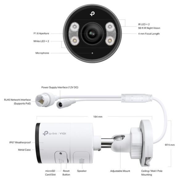 TP-LINK VIGI INSIGHT S385 8MP 2.8MM LENS 30 METRE 7/24 FULL COLOR İNSAN/ARAÇ ALGILAMA DAHİLİ MİKROFON IP67 BULLET KAMERA - Görsel 6