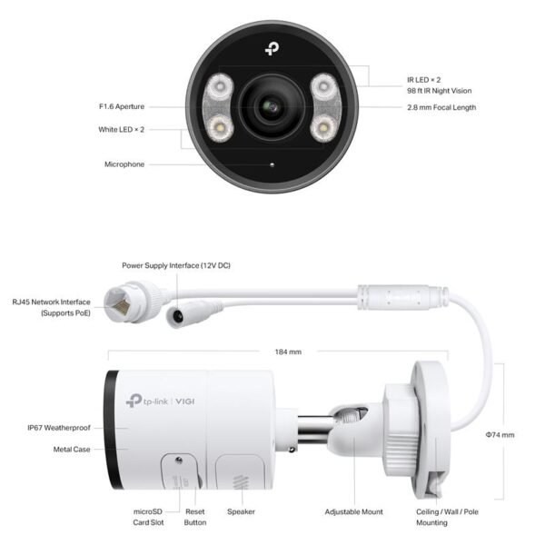 TP-LINK VIGI INSIGHT S345 4MP 2.8MM LENS 30 METRE 7/24 FULL COLOR İNSAN/ARAÇ ALGILAMA ÇİFT YÖNLÜ KONUŞMA BULLET KAMERA - Görsel 6