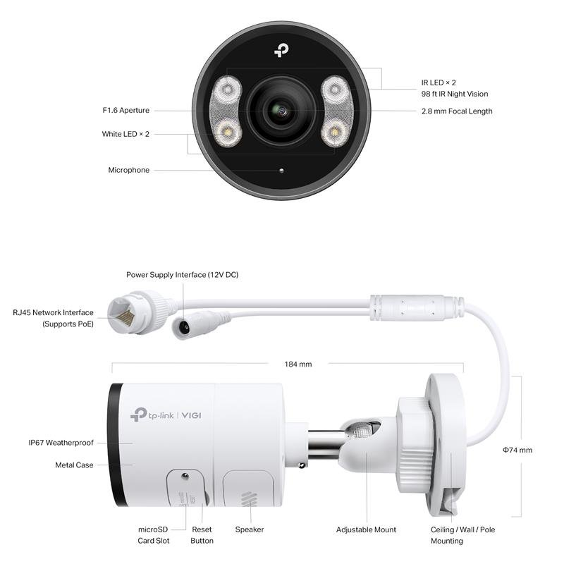 TP-LINK VIGI INSIGHT S345 4MP 2.8MM LENS 30 METRE 7/24 FULL COLOR İNSAN/ARAÇ ALGILAMA ÇİFT YÖNLÜ KONUŞMA BULLET KAMERA - Görsel 6