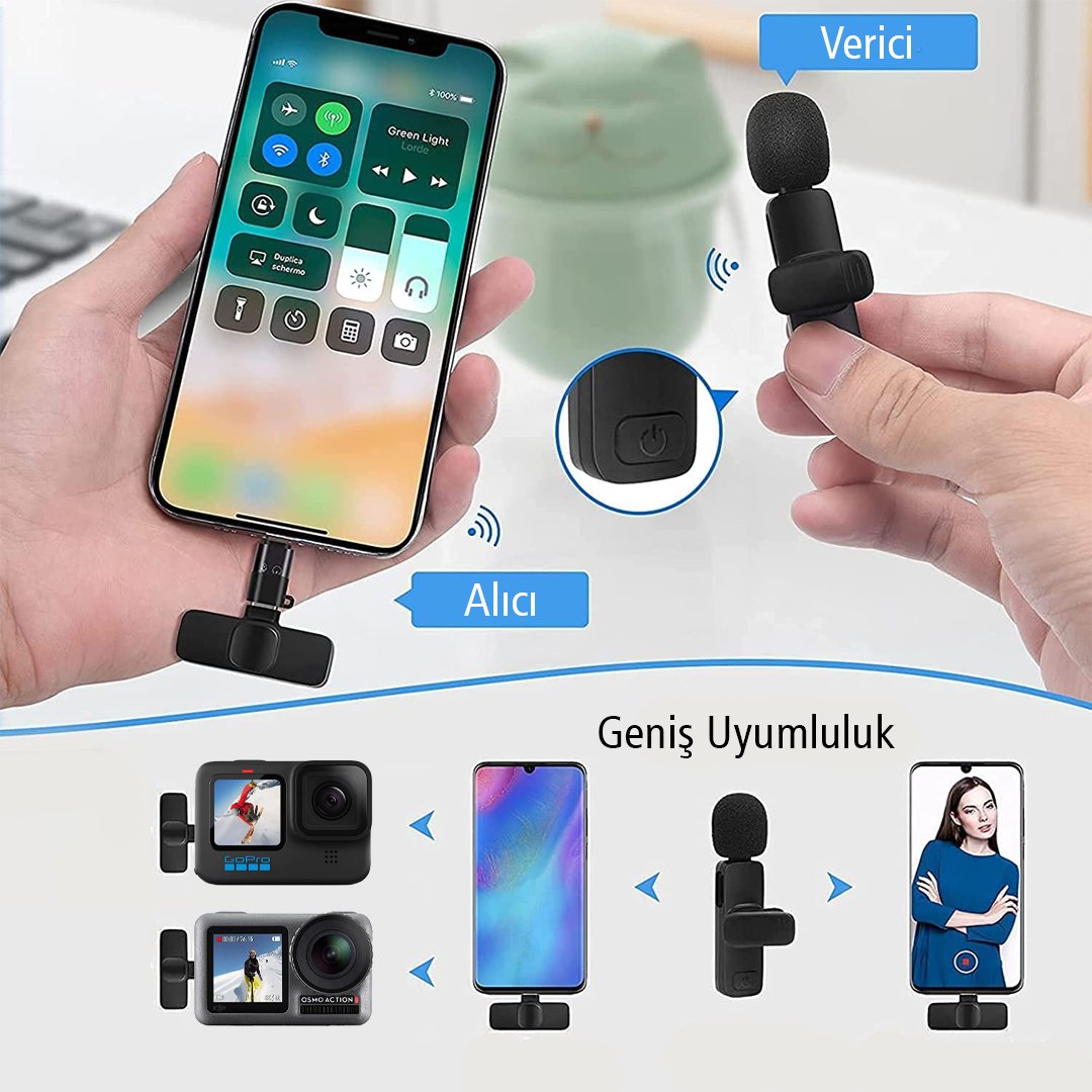 MAGICVOICE MV-24865 KABLOSUZ TYPE-C VLOGGER YAKA MİKROFONU (ANDROİD-GOPRO-OSMO ACTION-IPHONE-IPAD) - Görsel 2