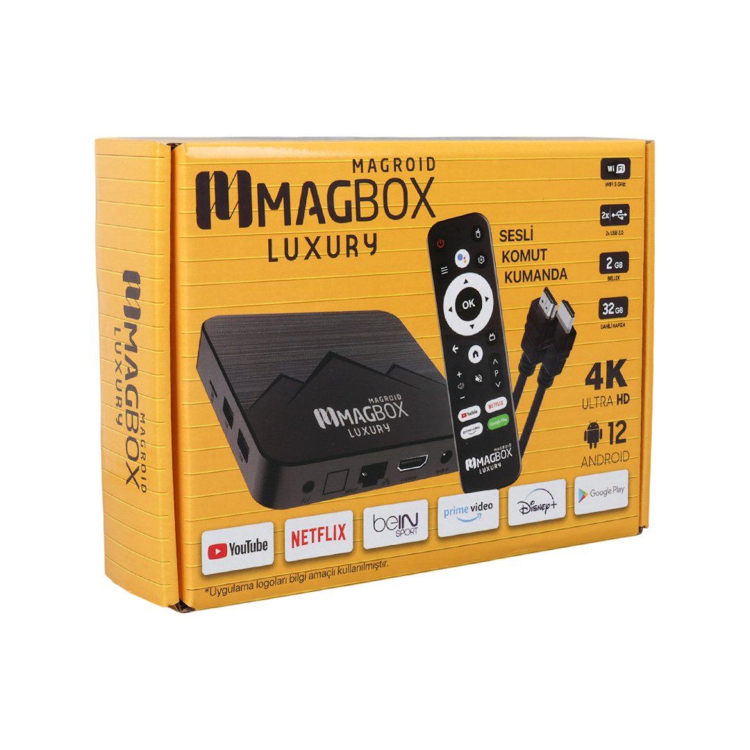 MAGBOX MAGROID LUXURY 32 GB HDD 2 GB RAM BLUETOOTH 5G SES KOMUT KUMANDALI DAHİLİ WİFİ ANDROID TV BOX - Görsel 3