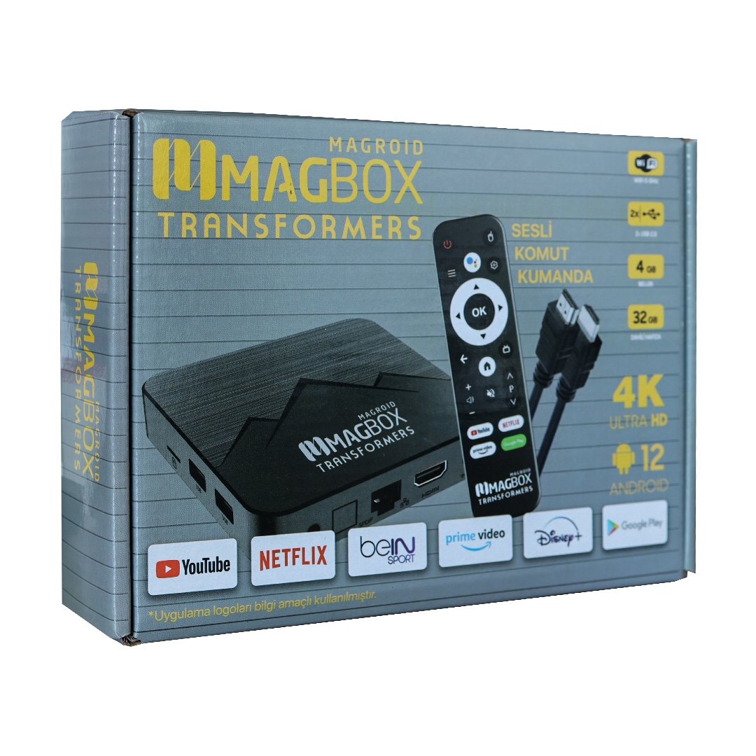 MAGBOX MAGROID TRANSFORMERS 32 GB HDD 4 GB RAM BLUETOOTH 5G SES KOMUT KUMANDALI DAHİLİ WİFİ ANDROID TV BOX - Görsel 3
