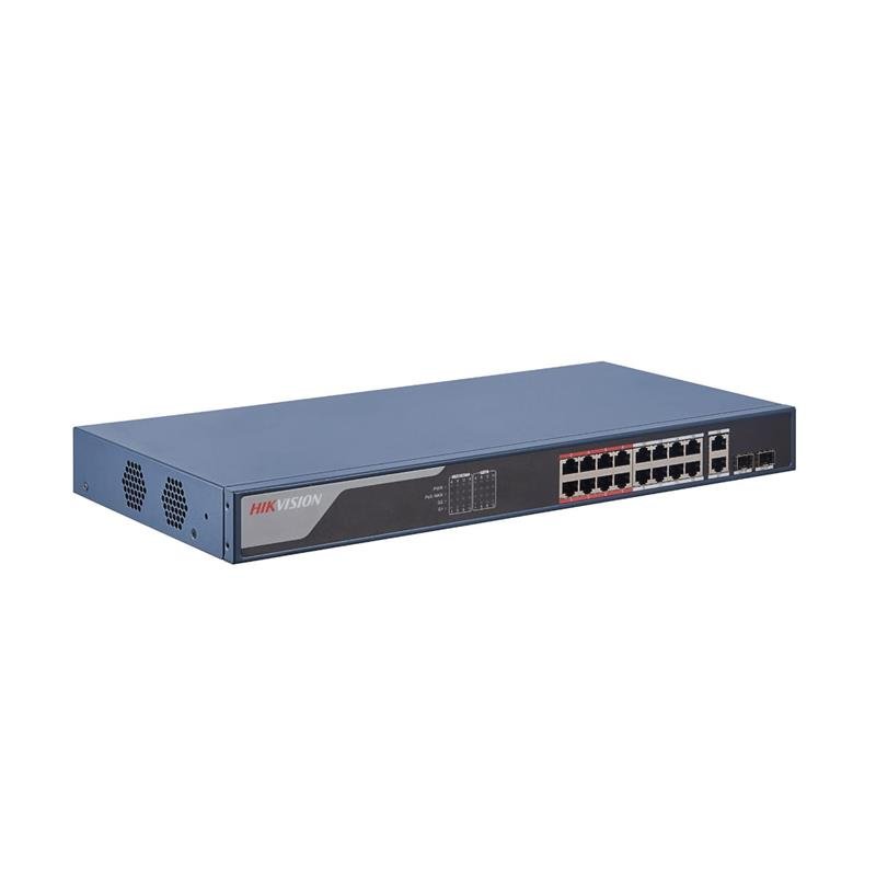 HIKVISION DS-3E1318P-SI 16 PORT 10/100 + 1GB 2XSFP/RJ45 COMBO 230W 300 METRE POE SMART YÖNETİLEBİLİR RACKMOUNT SWITCH