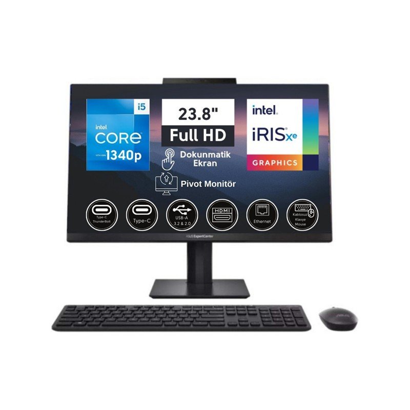 ASUS E5402WVAT-I58512B0D I5-1340P 8GB 512SSD 23.8 DOS DOKUNMATIK PIVOT AIO