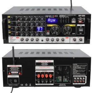 MAGICVOICE MV-550 2X100 WATT MAX 400 W USB/UK BALANS BT 4 MİK. GİRİŞLİ 4 HOPARLÖR ÇIKIŞLI STREO TRAFOSUZ MIXER KÜP ANFİ