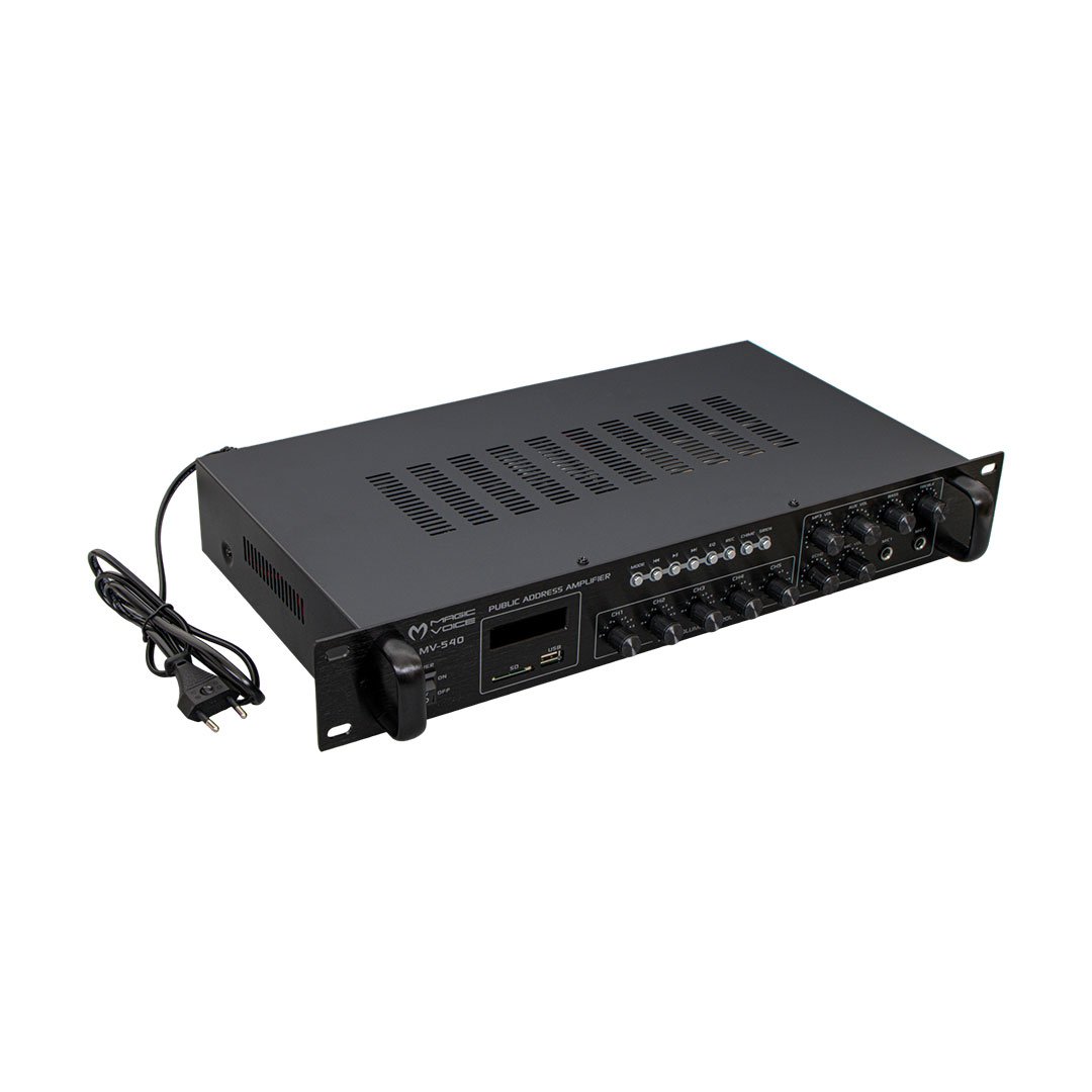 MAGICVOICE MV-540 100 WATT USB/SD/UK BLUETOOTH 2 MİK MUTE GİRİŞLİ 5 ZONE HAT TRAFOLU ANFİ - Görsel 3