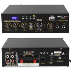 MAGICVOICE MV-22560 2X20W 4-8 OHM 220V-12V -USB-BT-2 MİK GİRİŞLİ -EKO -TRAFOSUZ MİNİ ANFİ