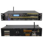 MAGICVOICE MV-26490 250 WATT 100 VOLT USB/BT İKİ MİC GİRİŞ 6 BÖLGELİ TRAFOLU MIXER ANFİ 430X340X85MM