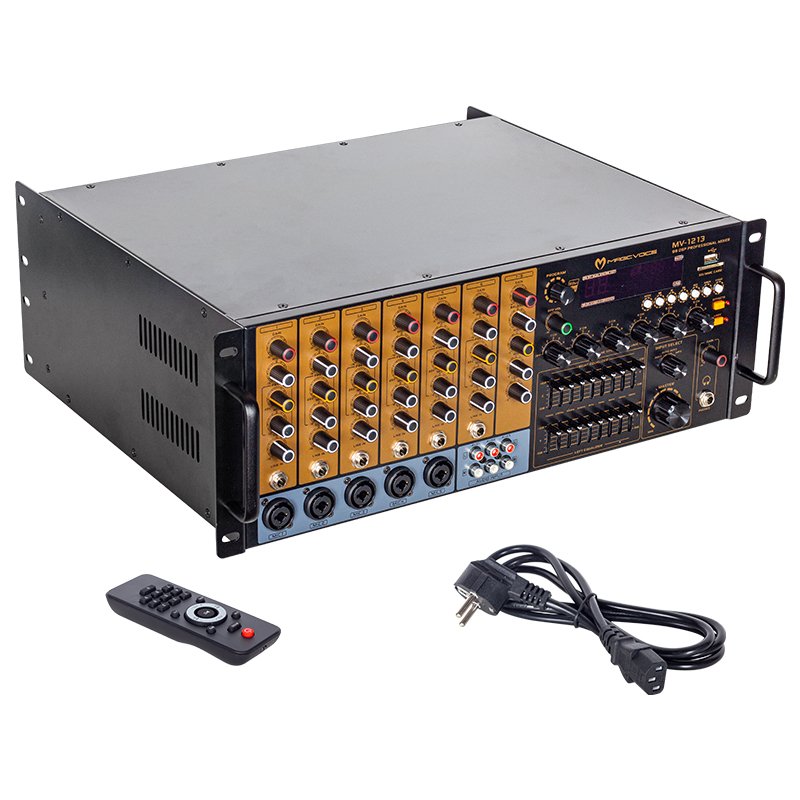 MAGICVOICE MV-1213 USB Bluetooth RMS 100W Max 800W 6 Bölgeli 70-100V 4-16 Ohm Trafolu Mixer Küp Anfi