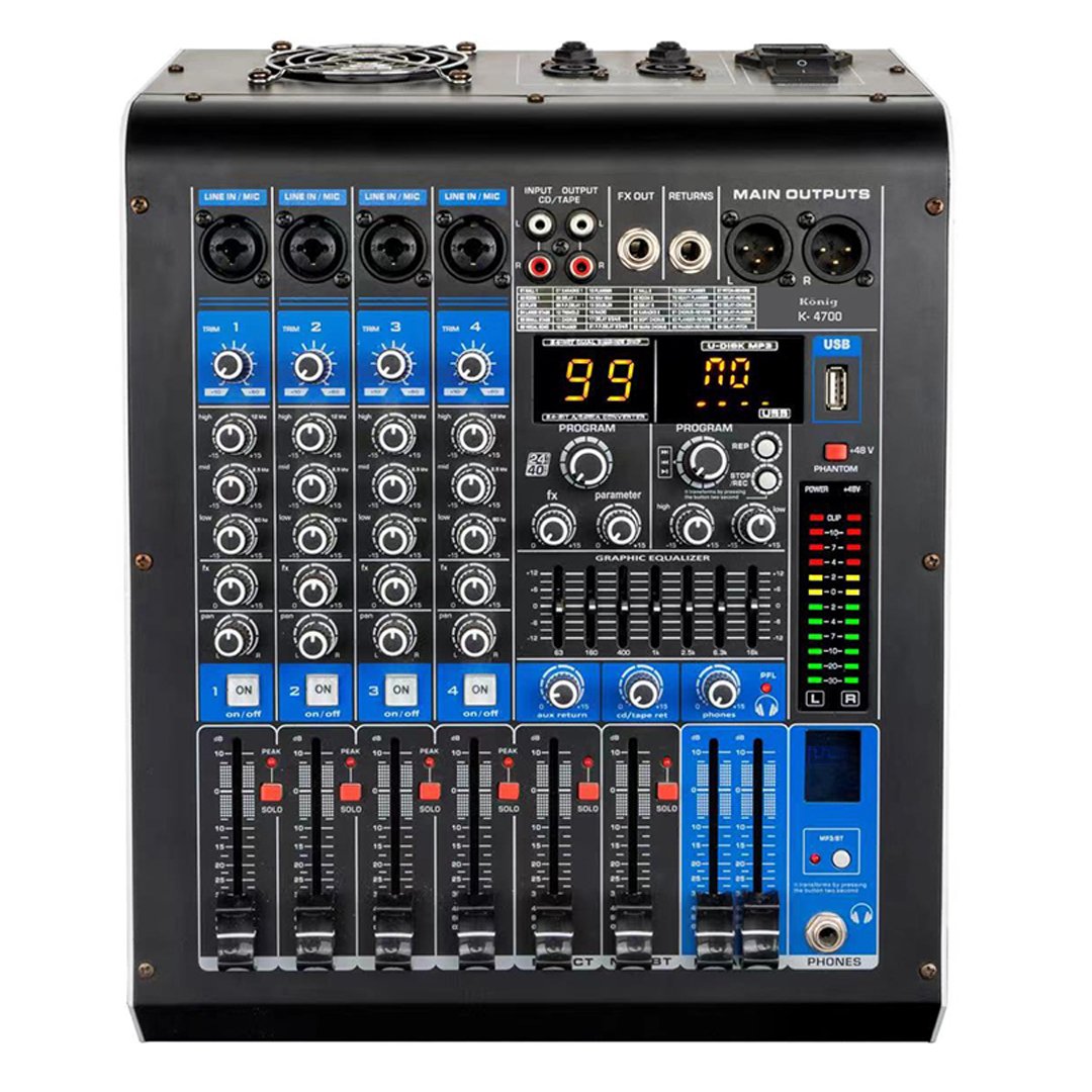 KÖNİG KA-4700 4 Kanal 2x350 Watt USB SD Bluetooth Power Mikser