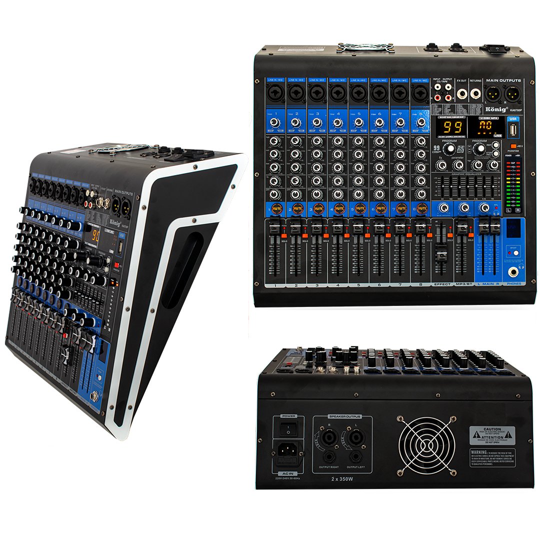 KÖNİG KA-8700P 8 Kanal 2x350 Watt USB Bluetooth 99 DSP Power Mixer - Görsel 3