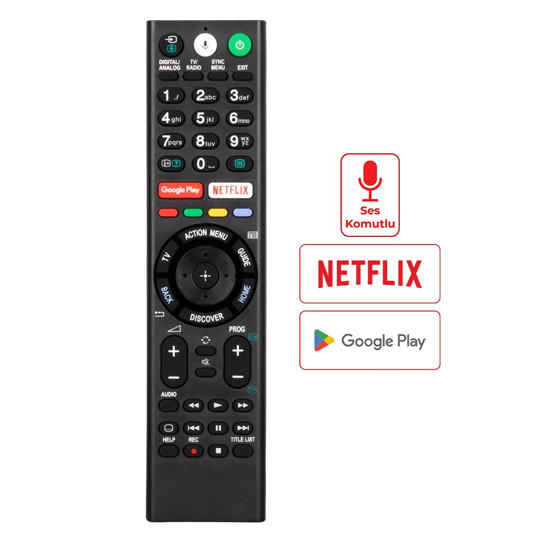 RMF-TX300E Sony Netflix-Google Play Tuşlu Ses Komutlu LCD LED TV Kumanda