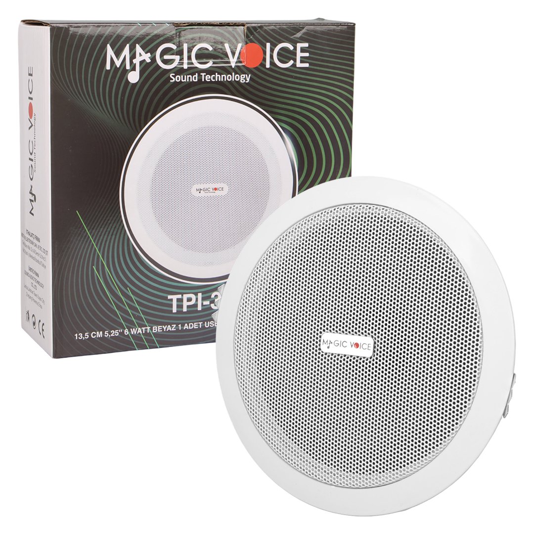 MAGICVOICE TPI-350 13,5 CM 5,25'' 6 WATT BEYAZ TEKLİ USB'Lİ TRAFOLU ALÇIPAN HOPARLÖR