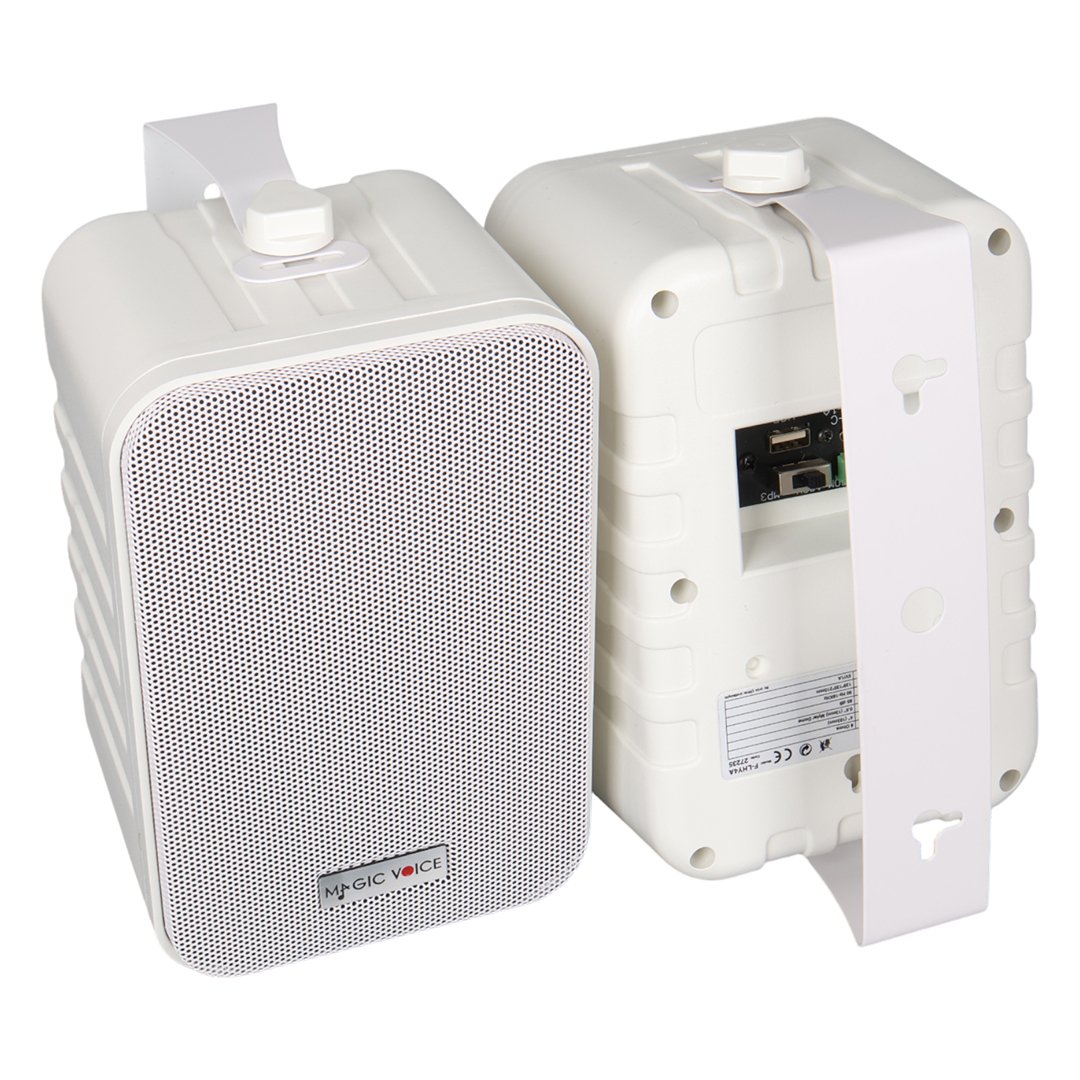 MAGICVOICE F-LHY4A 4” 10W RMS 100V Hat Trafolu MP3 USB Duvar Hoparlör Çiftli Set Beyaz
