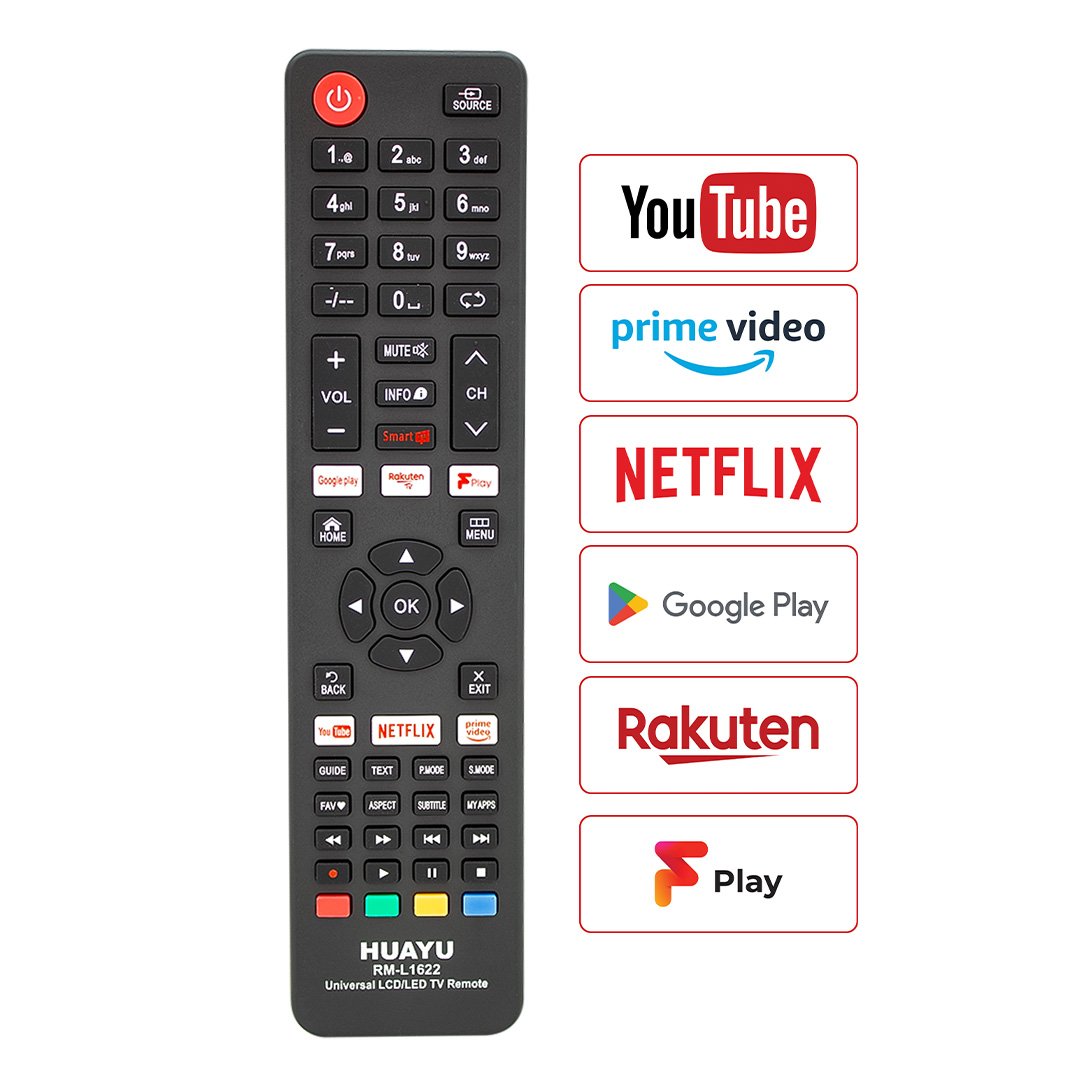 Huayu RM-L1622 Netflix-YouTube-Prime Video-Google Play Tuşlu Universal Lcd Led Tv Kumandası