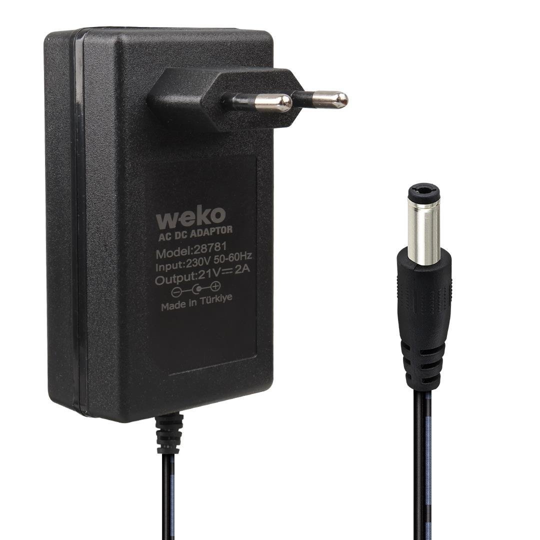 Weko 21 Volt - 2 Amper 5.5*2.5 Mm Uçlu Kırmızı Yeşil Ledli Priz Tipi Şarjlı Matkap Adaptörü