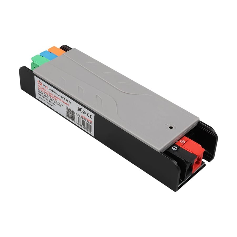 PowerMaster PM-26838 12 Volt 5 Amper 60 Watt Slim Metal Kasa Adaptör Voltaj Göstergeli 148x43x27mm