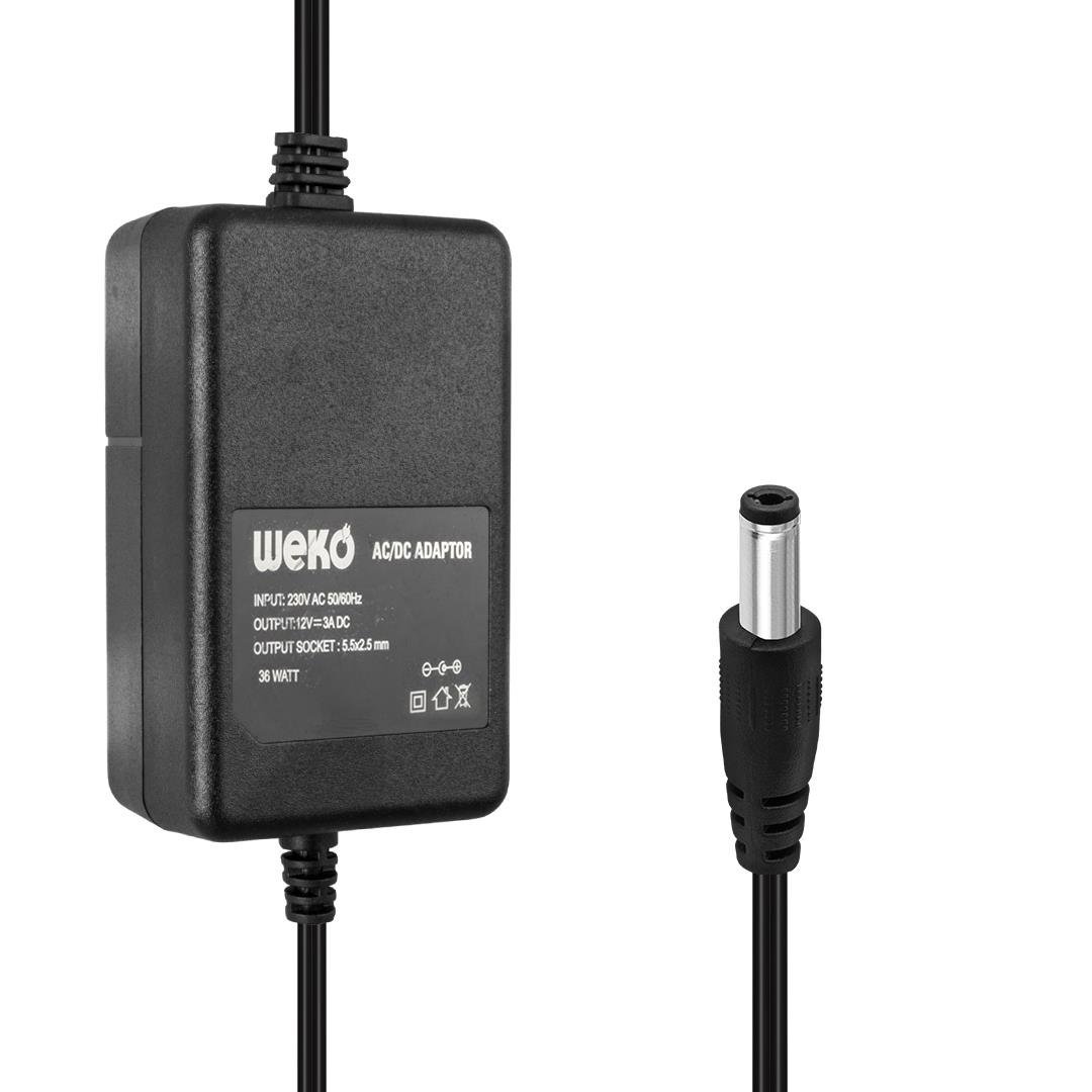 Weko 12 Volt 3 Amper 5.5*2.5 Uçlu Yerli Üretim Plastik Kasa Masaüstü Adaptör - Görsel 2