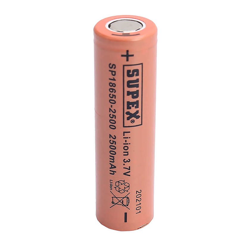Supex 18650-2500 3.7v 2500 Mah Düz Kafa Li-Ion Pil - Görsel 2